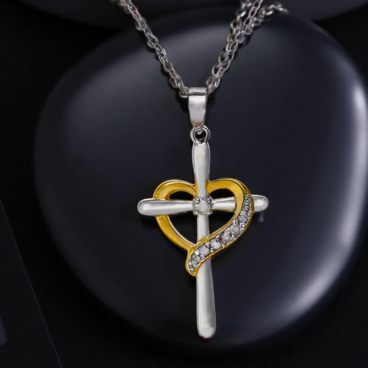 Diamond Cross Heart pendant Necklace
