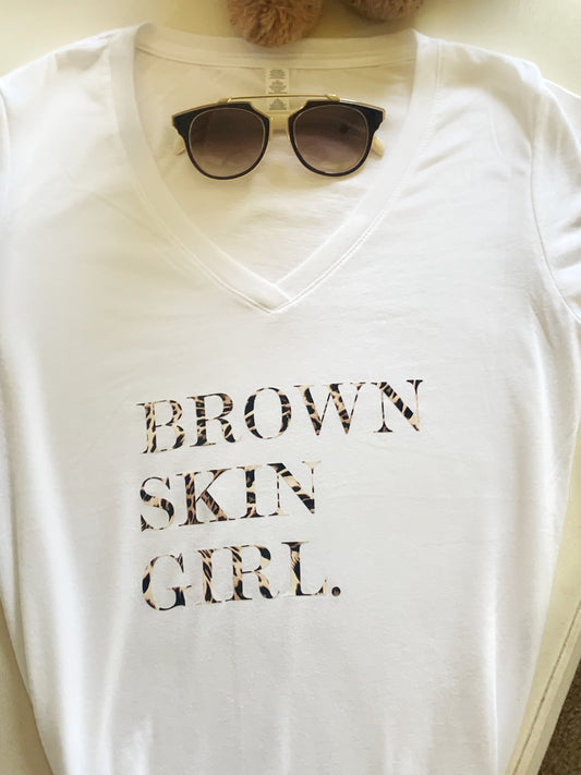 Brown skin Girl V Neck T-Shirt