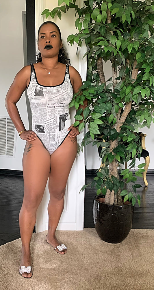 Newspaper Print Bodysuit