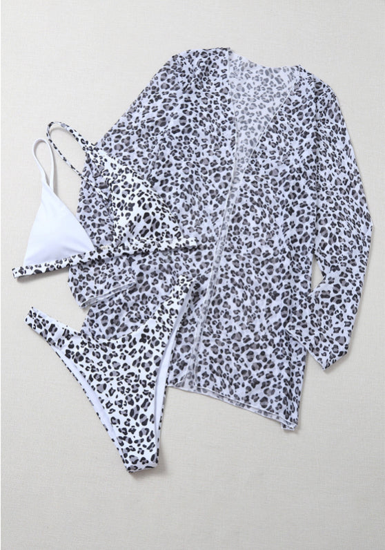 Block Color Leopard (3 pcs)bikini swimsuit