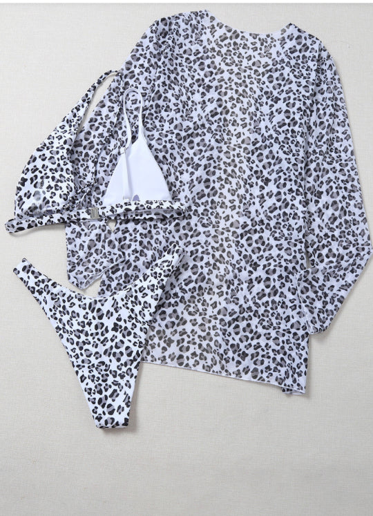Block Color Leopard (3 pcs)bikini swimsuit